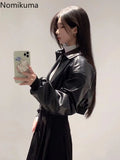 Tineit Black Leather Jackets for Women Streetwear Harajuku Y2k Tops 2025 Ropa Mujer Fashion Korean Outwear Zipper Casual PU Crop Coats