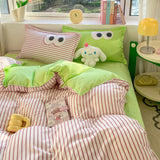 Tineit Big Eyes Bedding Set 2024 New Colorful Boys Girls Duvet Cover No Filler Pillowcase Flat Sheet Twin Queen Size Home Bedspread