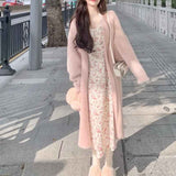 thanksgiving outfit Tineit Y2k Autumn Knit Long Cardigan Sweaters Women Korean Elegant Baggy soft V Neck Hairy Tops Fashion Solid All Match Midi Jackets