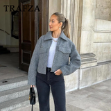 cold weather outfits Tineit 2024 Women Spring Summer Solid Casual Jackets Fashion Loose Turn Down Collar Vintage Gray Demi-season Jacket For Women