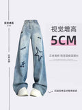 christmas outfit Tineit Women's Blue Star Jeans Vintage Y2k 90s Aesthetic Denim Trousers Harajuku Baggy High Waist Wide Cowboy Pants Emo 2000s Clothes