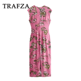 cold weather outfits Tineit 2024 Spring Summer Sexy Women Print Flower Dresses Fashion Elegant O Neck Slim Hollow Out Pencil Dresses Chic Party Dress