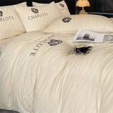 Tineit Thickened milk plush four piece bed set for winter light luxury high-end bedding, suede sheets, and duvet covers