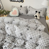 Tineit Ins Nordic Duvet Cover Set 2024 Summer New Twin Queen Size Kids Adult Flat Sheet Pillowcase No Filler Fashion Bed Linens