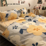 Tineit Ins Pink Cute Duck Cartoon Fruit Printed Bedding Set Soft Queen King Size Flat Bed Sheet Quilt Cover Pillowcase Kawaii