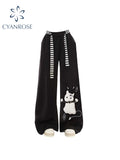 christmas outfit Tineit Women's Black Gothic Baggy Pants Vintage Y2k Pants Harajuku Sweatpants Japanese 2000s Style Pattern Print Trousers 2000s Clothes