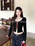 Tineit Early Autumn 2025 New Pure Desire Sexy Hot Girl Lace Vest Slim Fit Knitted Tops Women's Clothing Korean Fashion Two Piece Set