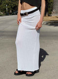 Tineit-Belle Knit Maxi Skirt White