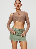 Tineit-Zakai Cargo Denim Mini Skirt Green