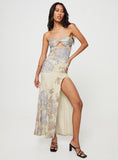 Tineit Kyanne High Split Maxi Dress Cream Multi