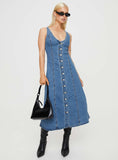 Tineit Midler Denim Midi Dress Mid Blue