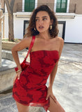 Tineit Donelli Mini Dress Burgundy / Red Floral
