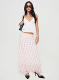 Tineit-Dancing In A Field Maxi Skirt Pink Floral