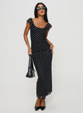 Tineit-Sandberg Maxi Dress Black Polka Dot