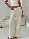 Tineit-Louis Linen Blend Pants Off White