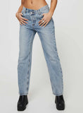 Tineit-Holly Asymmetric Straight Leg Jean Light Wash Denim Lower Impact