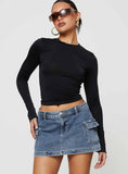 Tineit-Grishea Low Rise Denim Skirt