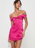 Tineit Rava Off The Shoulder Mini Dress Hot Pink