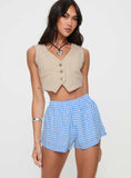 Tineit Beach House Shorts Blue / White Gingham 2024 New Pant