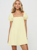 Tineit Beyond Linen Blend Mini Dress Yellow