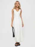 Tineit Summer Season Linen Blend Maxi Dress White