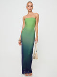 Tineit Stolen Love Strapless Maxi Dress Blue / Green Ombre