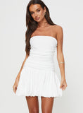 Tineit Glamour Girl Strapless Bubble Hem Mini Dress White