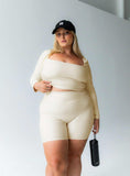 Tineit Power Activewear Rib Shorts Latte Curve 2024 New Pant