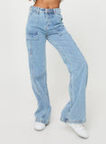 Tineit-Chad Cargo Jeans Mid Wash Denim