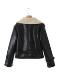 Tineit Leeana Shearling Faux Leather Aviator Jacket