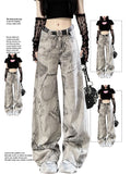 christmas outfit Tineit Women Grey Patchwork Y2k Jeans Harajuku Denim Trousers 90s Aesthetic Jean Pants Vintage Japanese 2000s Style Trashy Clothes 2025