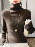 thanksgiving outfit Tineit Casual Simple Knitted Solid Turtleneck Women Korean Slim Fit Warm Soft Pullover Sweaters Female Autumn Chic Daily Knitwear