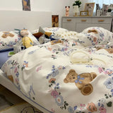 Tineit Floral Bedding Set with Duvet Cover No Filling Flat Sheet with Pillowcases 2024 New Kids Queen Full Size Boys Girls Bed Linen