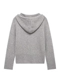 Tineit Knitted Zipper Casual Cardigans Women Hooded Loose Long Sleeve Office Sweaters Female 2025 Winter Street All-match Gray Coat Top