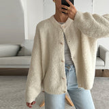 Tineit Knitted Casual Cardigans Women 2025 Spring Single Breasted Loose Long Sleeve Solid Sweaters Female Street Soft Lady Coat Tops