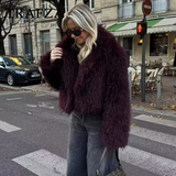 cold weather outfits Tineit 2024 Autumn Winter Women Casual Faux Fur Jackets Fashion Streetwear Solid Turn Down Collar Warm Oversized Thick Coats