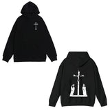 Tineit Double sided cross pattern hoodie emo girls gothic Y2K tops rock aesthetic streetwear harajuku casual grunge punk women's hoodie