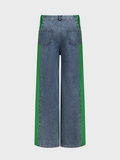 Tineit 2024 New Denim Color Block Straight Pants Jeans