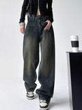 christmas outfit Tineit Women's Blue Baggy Y2k Jeans Harajuku Aesthetic Straight Denim Trousers Vintage Japanese 2000s Style Jean Pants Trashy Clothes