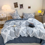 Tineit Grey Geometric Pattern Duvet Cover Four set series for Adults Teens Polyester Bedding Set with Zip Closure Comforter Covers