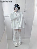 Tineit Japanese Hoodies Women Clothing Fashion Streetwear White Y2k Tops 2025 Ropa Mujer Oversized Outwear Casual Harajuku Sweatshirts