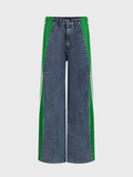 Tineit 2024 New Denim Color Block Straight Pants Jeans