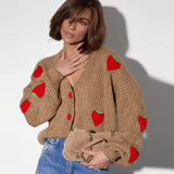 thanksgiving outfit Tineit Casual Knitted Strawberry Cardigan Women Loose Warm V-Neck Single-Breasted Sweaters Female Autumn Chic Simple Daily Tops