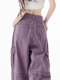 christmas outfit Tineit Women's Vintage Purple Jeans Baggy High Waist Denim Trouser Korean 90s 2000s Y2k Punk Harajuku Aesthetic Wide Leg Pants Clothes