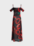 Tineit 2024 New Spaghetti Floral Sleeveless Maxi Dress