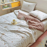 Tineit 2024 New Summer Water Washed Glutinous Cotton Summer Bedding Cover Set of Four Pieces