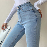 Tineit Washed High Waist Slim Flare Jeans