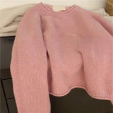 thanksgiving outfit Tineit Casual Knitted Solid O-neck Sweater Women Korean Loose Simple Pullover Sweaters Female Autumn Chic Elegant Soft Daily Streetwear