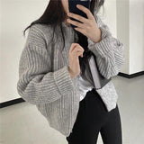 Tineit Solid Color Zip Up Cardigan