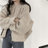 Tineit Solid Color Zip Up Cardigan